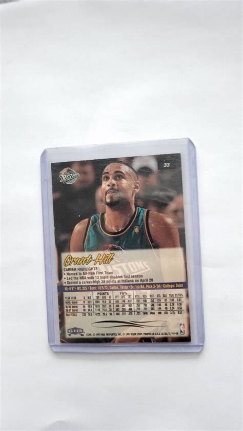 Fleer Ultra Basketball Detroit Pistons Grant Hill Card Ebay