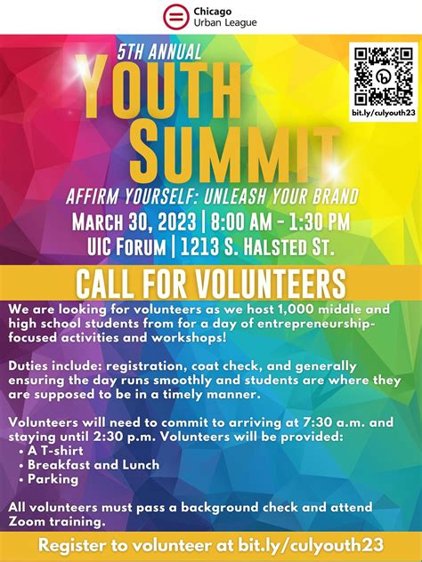 Call For Volunteers For The 2023 Youth Summit Chicago Urban League