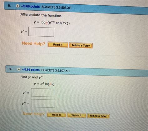 Solved Differentiate The Function Y Log 5 E X Cos Pi