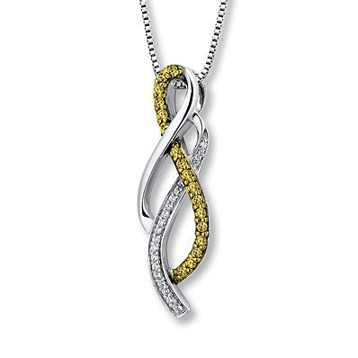 Kay Jewelers Yellow Diamond Necklace 1/5 ct tw Round-cut Sterling ...