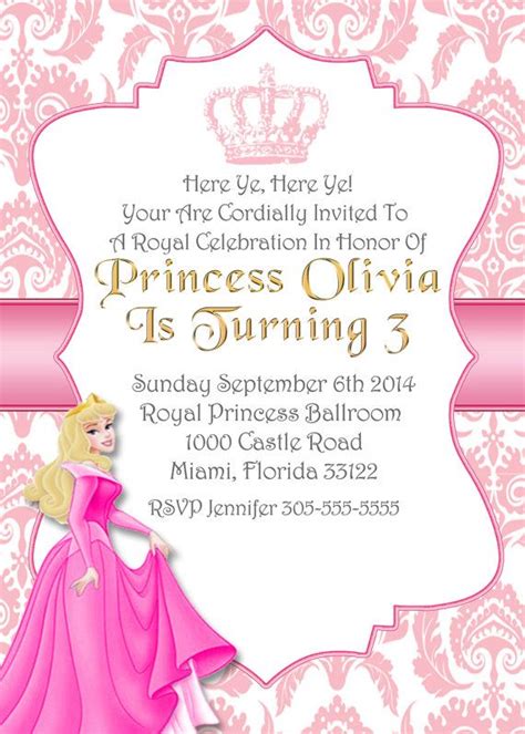 Sleeping Beauty Invitationaurora Disney Sleeping Beauty Birthday