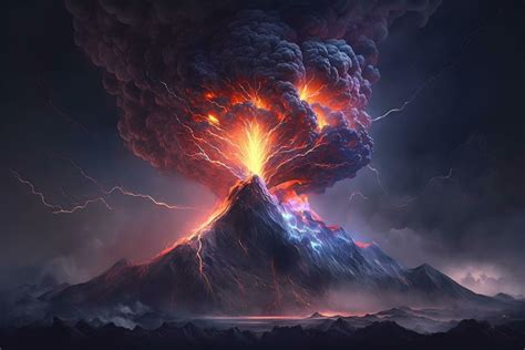 Volcano Eruption Lightning Wallpaper