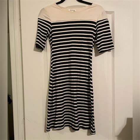 Monteau Dresses Monteau Black And Cream Striped Mini Dress Poshmark