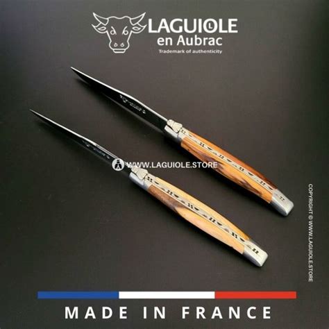 Table Knives Shiny Finish Laguiole Pistachio Wood Handle Set Of 2