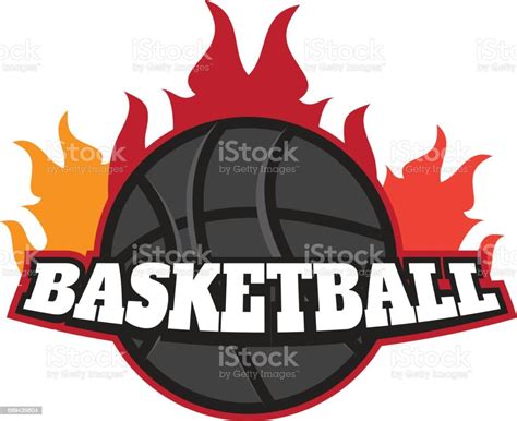 Basketball Tournament Emblem Template Burning Ball Vector Bask Stock