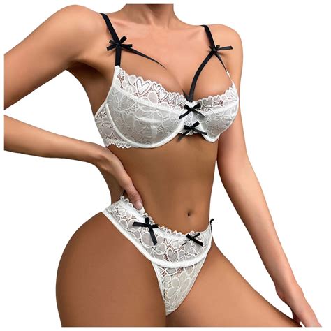 JHLZHS Sheer Lingerie For Women Lace Bow Sexy Underwear Female Womens