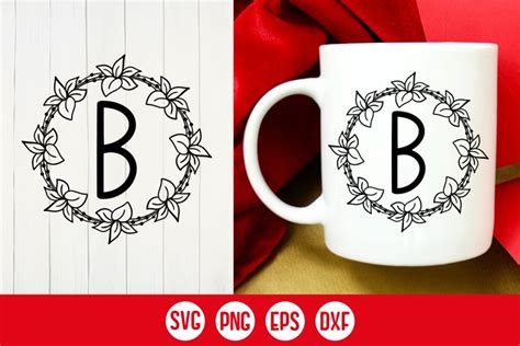 Floral Letter B monogram SVG, DXF, PNG, EPS. (3182474)