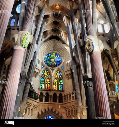 Inside The Sagrada Familia Cathedral In Barcelona Spain Stock Photo