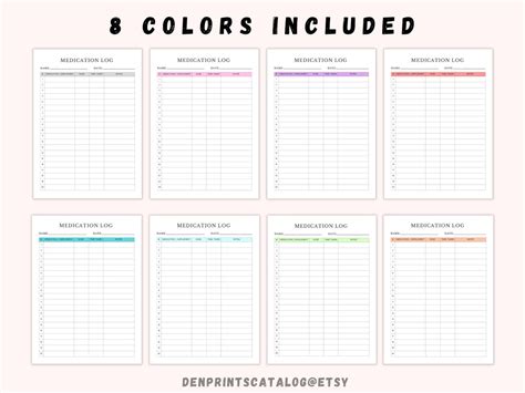 Printable Medication Log Ready To Print Medication Log Chart Etsy