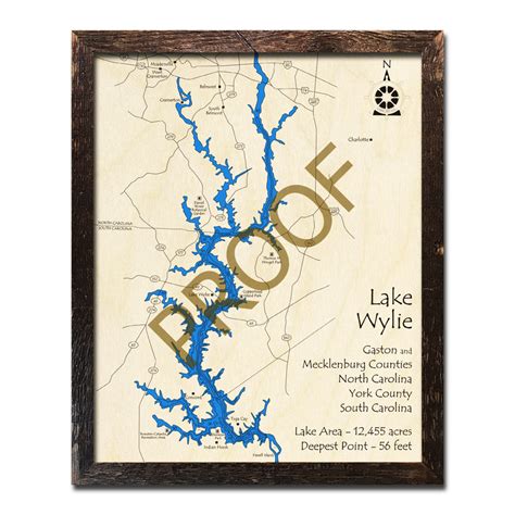 Lake Wylie Nc 3d Wood Map