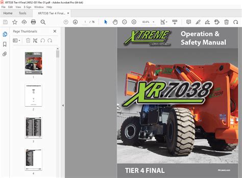 XTREME Telehandler XR7038 Tier 4 Final Operation & Safety Manual PDF