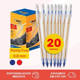 KIT Canetas Bic Cristal Esferográficas 0 8mm Ponta Fina Cores Azul