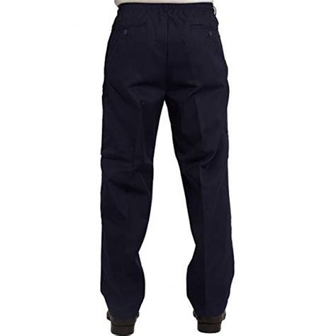 Mens Carabou New Elasticated Waist Work Casual Plain Rugby Trousers Navy