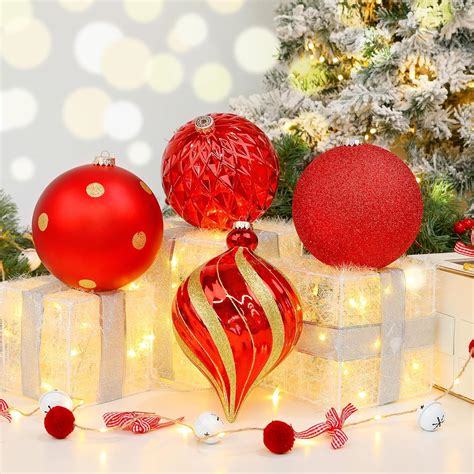 Shareconn 4ct 6 Inch Large Christmas Tree Balls Ornaments