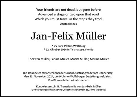 Anzeige für Jan Felix Müller