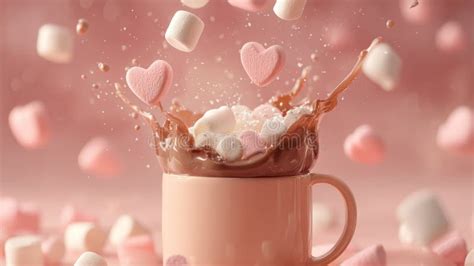 Splash Of Hot Chocolate With Floating Marshmallows Stock Photo Image Of Cocoa Liquid