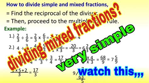 How To Divide Simple And Mixed Fractions Tips For Easy Division Tips