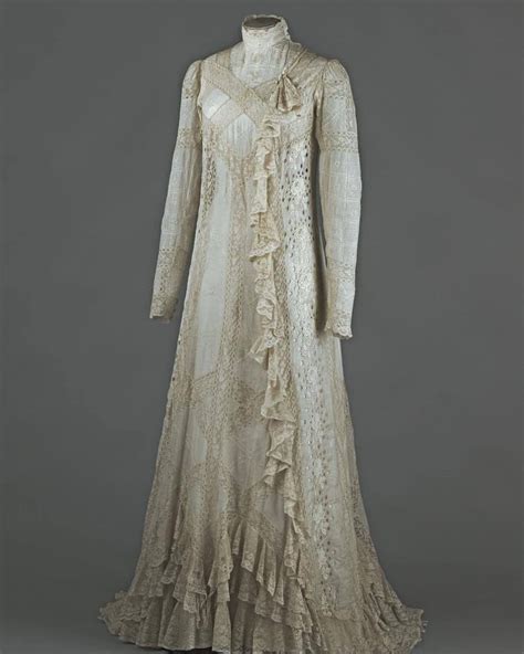 Tea Gown In Embroidered Cotton And Machine Made Lace By Jacques Doucet