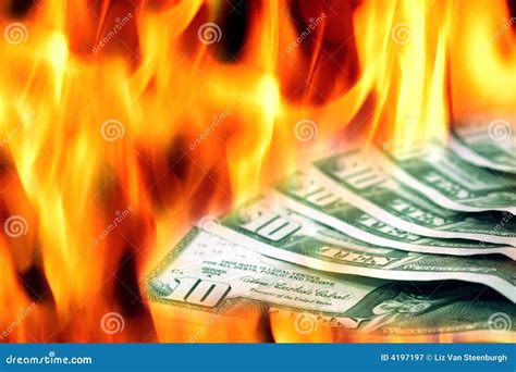 Money To Burn Stock Image Image Of Cash Waste Flames 4197197