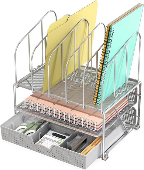 Organizador De Escritorio Decobros De Malla Con Doble Bandeja Y