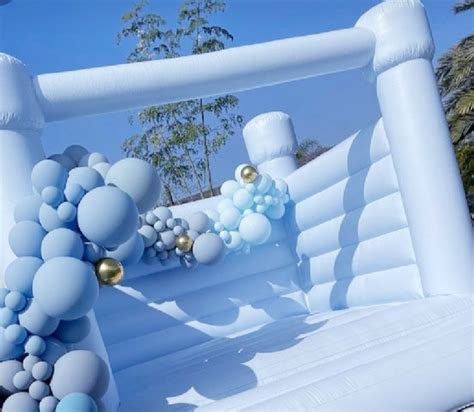 Macaron Pastel Blue Modern Bounce House Rental In Houston TX