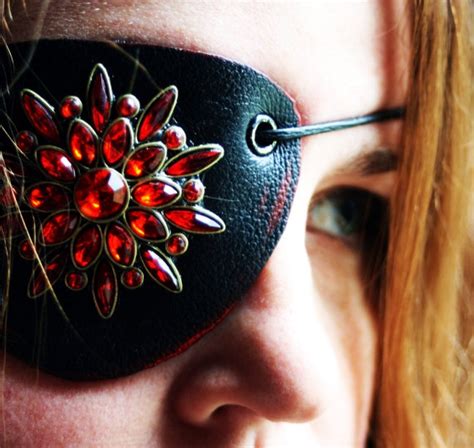 Red And Black Leather Eyepatch Rhinestone Steampunk Airship Etsy