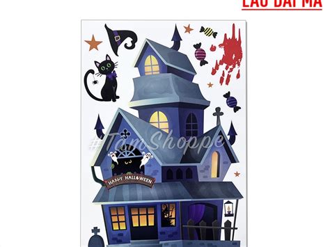 Set Decal Halloween dán kính không keo 30x20cm nhiều kiểu DECAL HLW 05