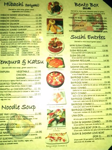 Menu at Bayridge Sushi restaurant, Longwood, 400 Savage Ct