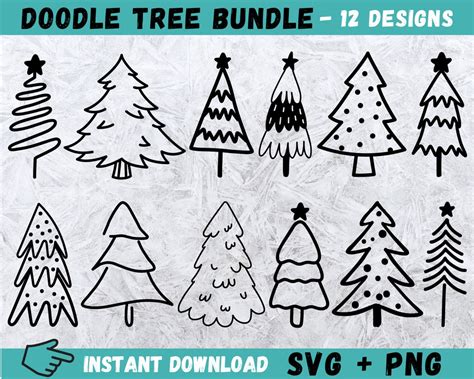 Doodle Tree SVG Christmas Tree Svg Christmas Tree Cricut Christmas