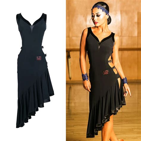 Sexy Latin Dance Dress Women Black Ballroom Tango Cha Cha Samba Rumba