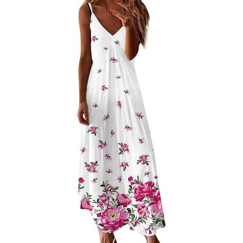 DVKOVI Women S Summer Vacation Flower Print Sun Dress Casual Camisole