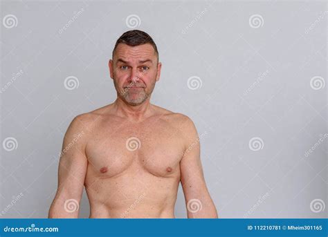 Portrait Of Naked Mature Man Looking Frustrated Stock Image Image Of Mature Problem