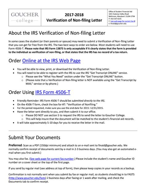 Fillable Online Verification Of Non Filing Letter Fax Email Print