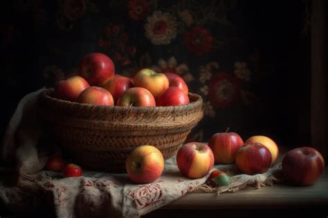 Premium AI Image | A still life of apples in a basket