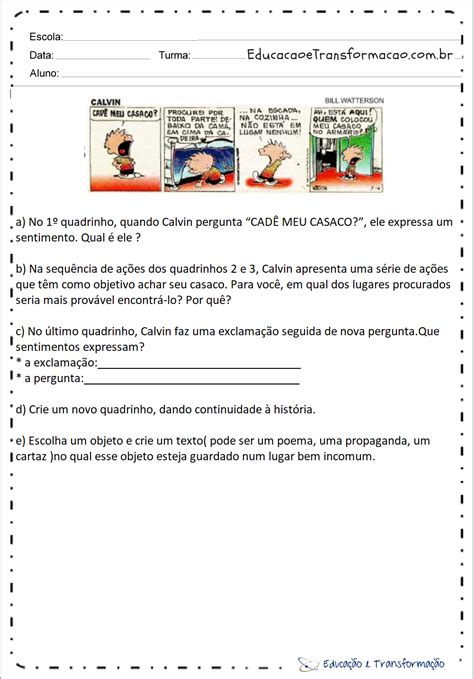 Leitura E Interpretacao De Tirinhas Atividades Para Imprimir Atividades