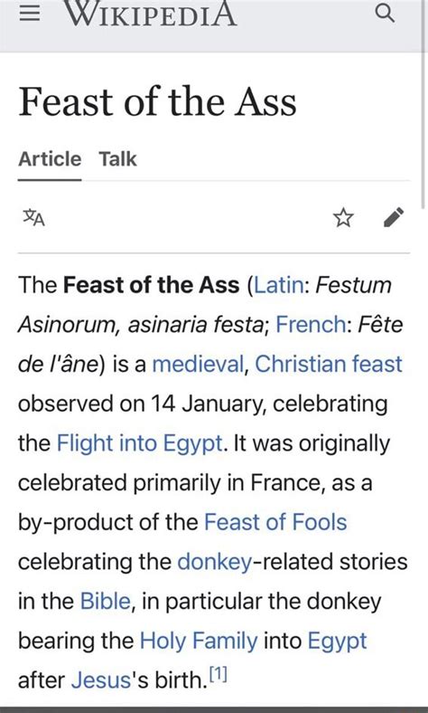 WIKIPEDIA Feast Of The Ass Article Talk The Feast Of The Ass Latin Festum Asinorum Asinaria