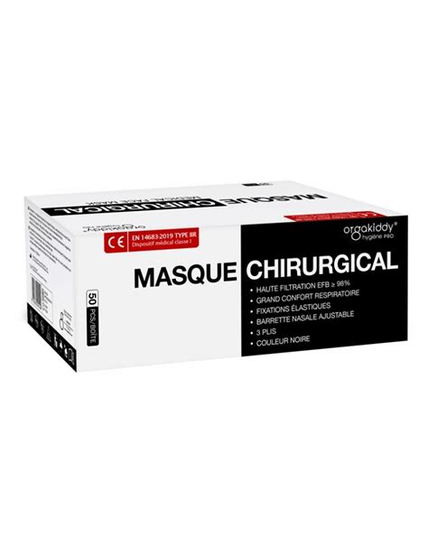 Masque Noir Chirurgical Type IIR 50 Masques