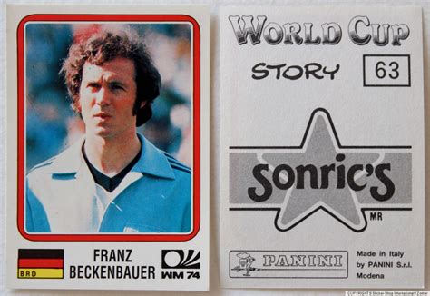 PANINI Soccer Sticker Card 63 FRANZ BECKENBAUER Munich 74 World Cup