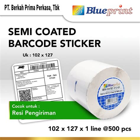 Sticker Label Barcode Blueprint X X Line Semi Coated Isi