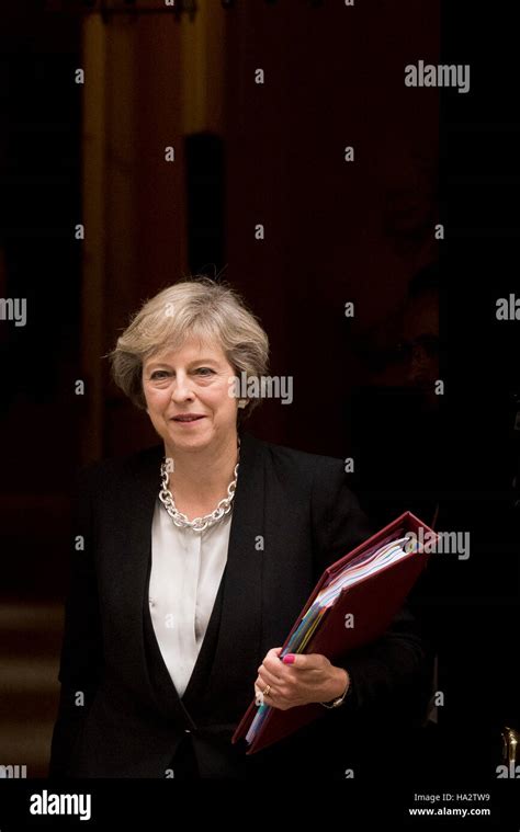 Theresa May, the British Prime Minister, leaving 10 Downing Street ...