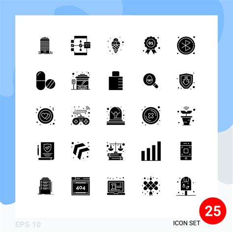 Group Of 25 Solid Glyphs Signs And Symbols For Bluetooth Quality