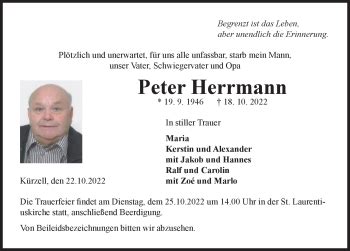 Traueranzeigen von Peter Herrmann Schwarzwälder Bote Trauer