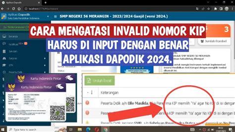 CARA MENGATASI INVALID INPUT NOMOR KIP SISWA APLIKASI DAPODIK 2024