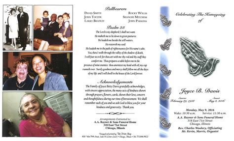 Joyce B Davis Obituary AA Rayner And Sons Funeral Homes