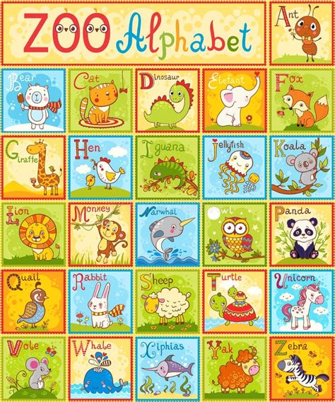 Zoo Alphabet. Animal Alphabet. Letters from a To Z. Cartoon Cute ...