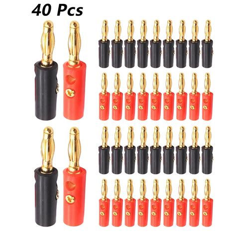 40× Gold Plating 4mm Banana Plug Test Plug Speaker Wiring Cable Screw