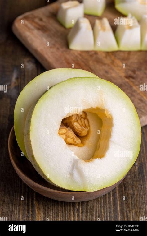 Ripe Sweet Melon Pulp Divided Into Small Pieces Ripe Melon Pulp Cut On