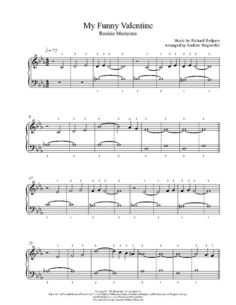 My Funny Valentine By Rodgers And Hart Sheet Music And Lesson Rookie Level