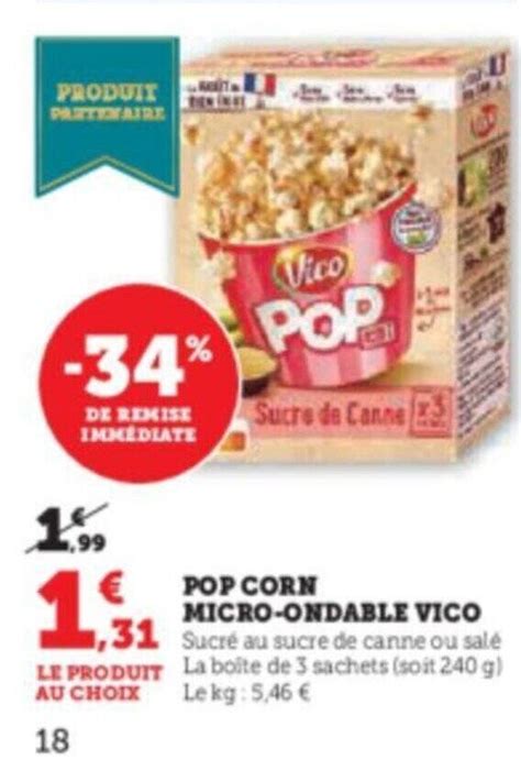 Promo POP CORN MICRO ONDABLE VICO Chez Hyper U