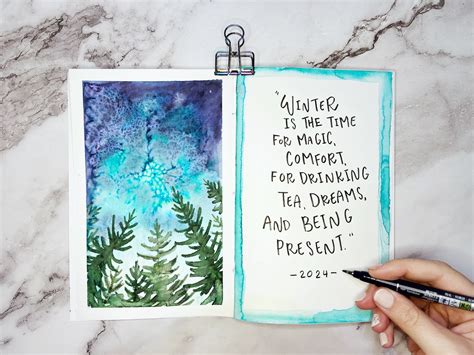 Paint a Watercolor Winter Art Journal Page with Dual Brush Pens - Tombow USA Blog